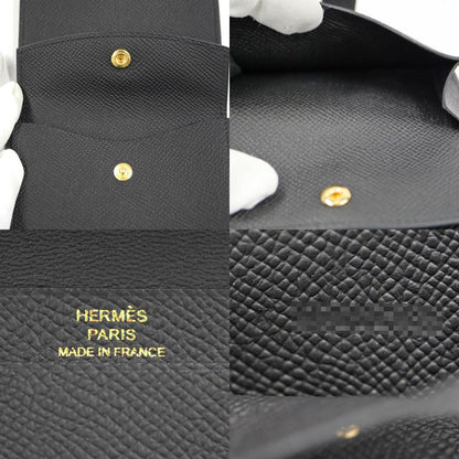 Hermes Bearn Mini Bifold Wallet Black Gold Hardware Vo-epson Black Noir