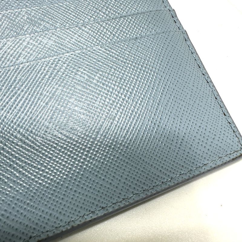 Prada Card Case With Embossed Logo 1mc025 Saffiano Leather Light Blue