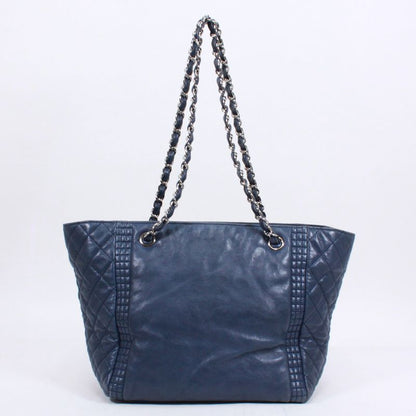 Chanel Chain Lambskin Blue Shoulder Bag Silver