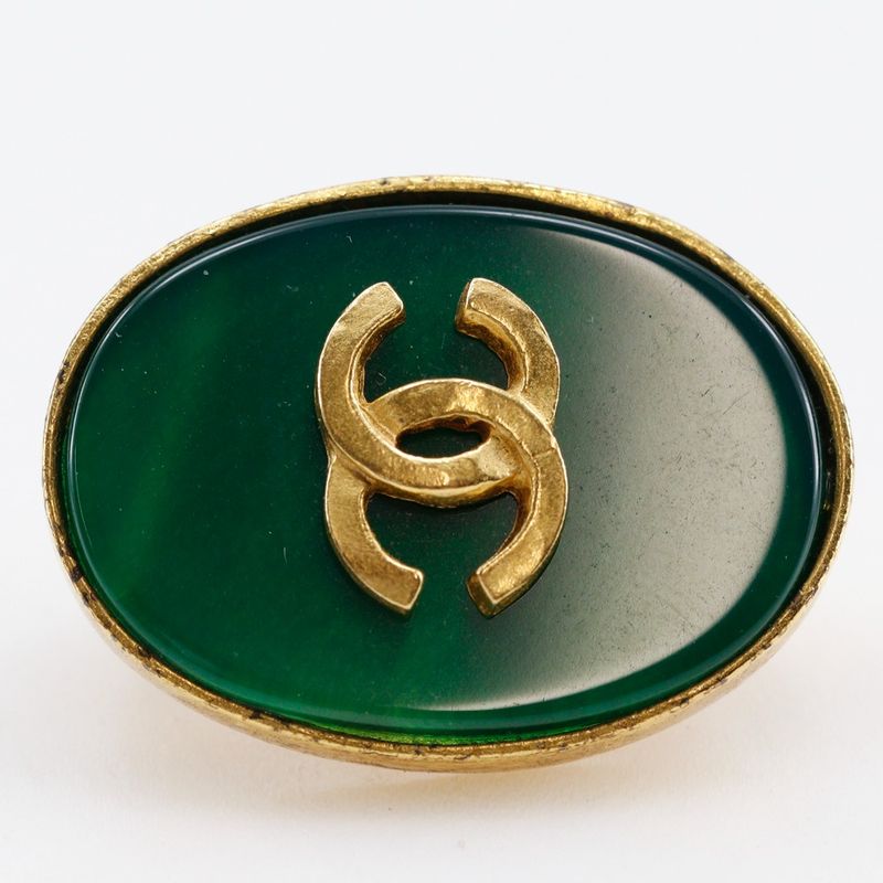 Chanel Coco Mark Vintage Gold Plated Green Gold Ladies 18.72g Earrings