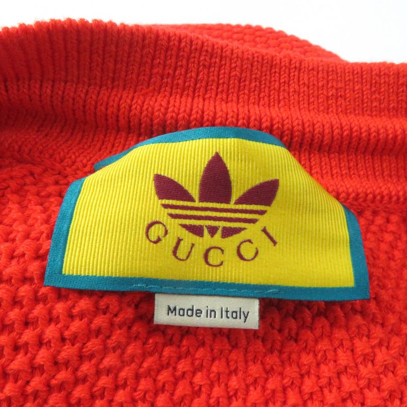 Gucci Adidas 693835 Linen Cotton Trefoil Embroidered Knit Shorts Orange M Made