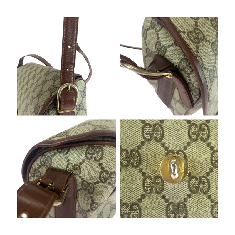 Gucci Vintage Old Gucci Beige Brown Gold Hardware GG Supreme Canvas Crossbody