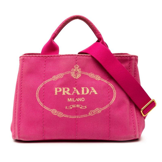 Prada Canapa Mini Tote Shoulder Bag 2WAY B2439g Pink Canvas Women Prada