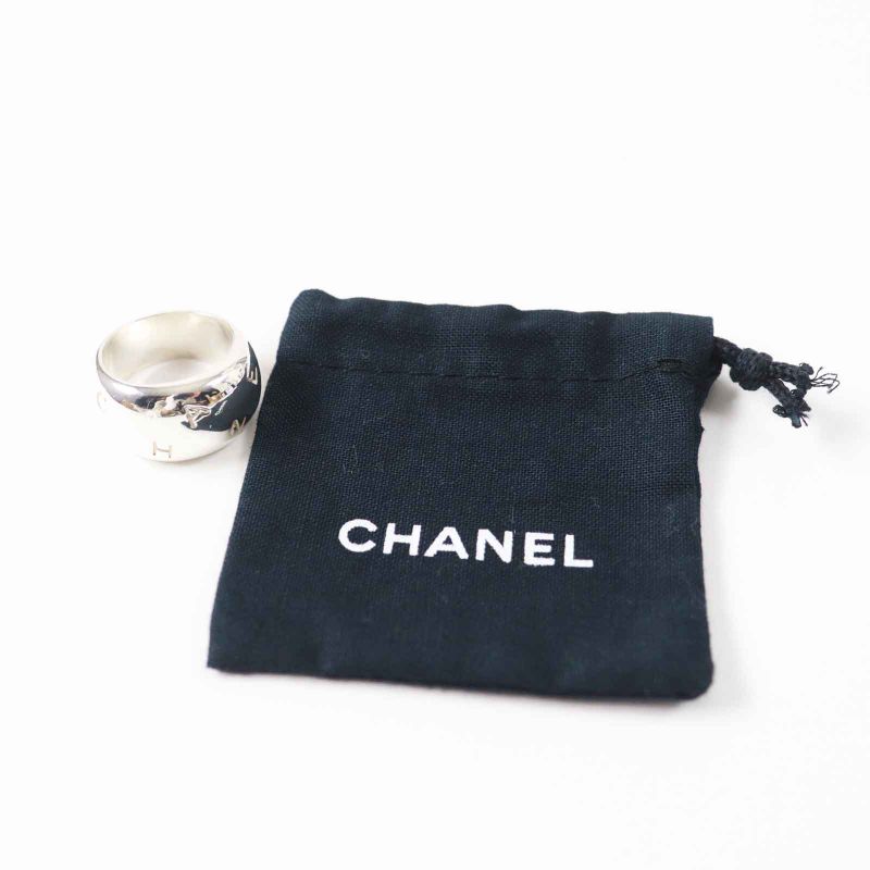 CHANEL Logo Ring / Ring Ag925 Silver No.13 With Storage Bag Weight 15.1g Ladies
