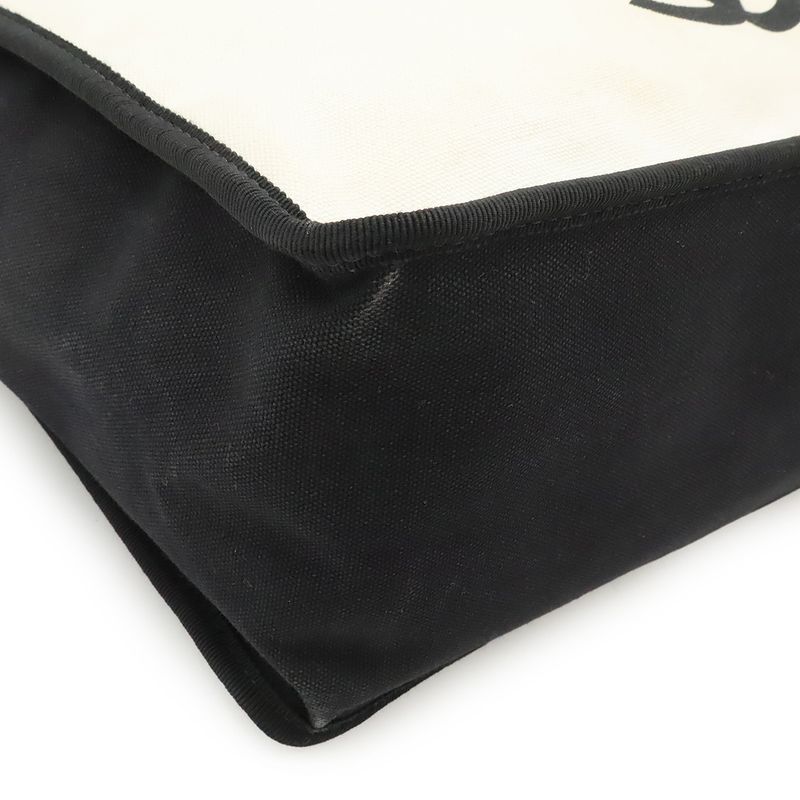 Chanel Let's Lemon Straight Tote Bag Shoulder Bag Canvas Leather Ivory Black