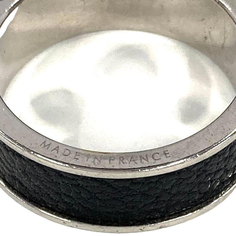 Hermes H Cadenas Scarf Ring Leather Black Unisex