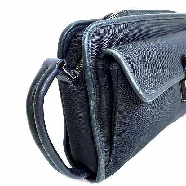 Gucci 203998 Black Canvas And Leather Bag Second Bag Men's