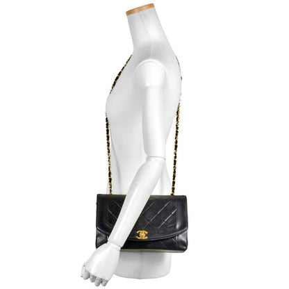 Chanel Matelasse Diana Chain Shoulder Bag Lambskin A01165 Black Gold Hardware 7