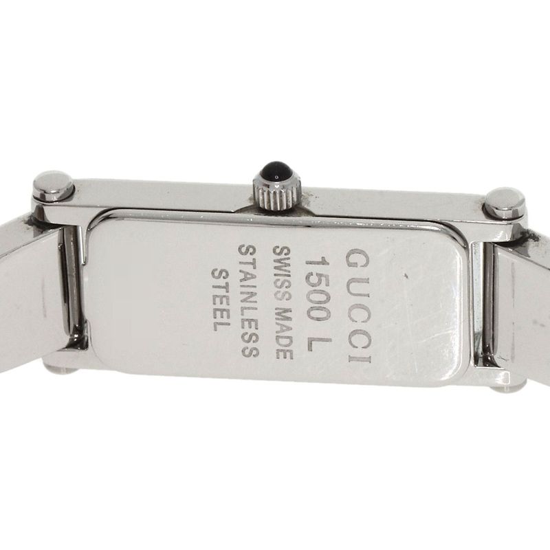 Gucci 1500l Square Face Bangle Watch SS Ladies