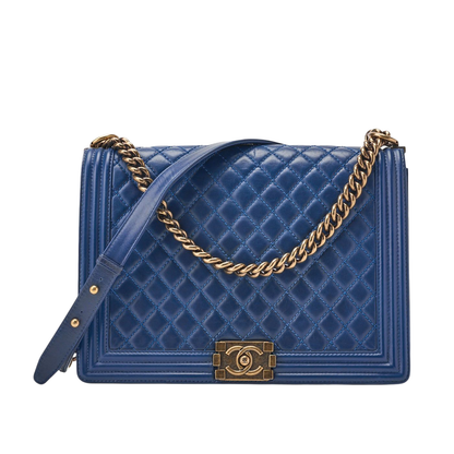 Chanel Boy Chanel Matelasse Chain Shoulder Vintage Calf Large Size Gold