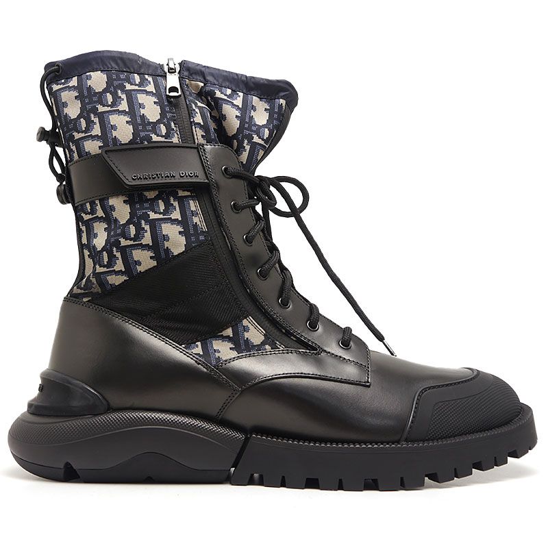 Dior Combat High Top Boots 42 Oblique Black And Navy