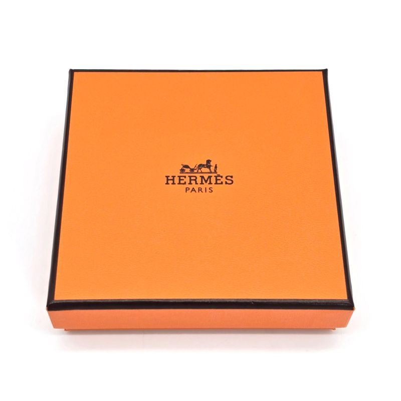 Hermes Buffalo Horn Metal Earrings Binaural Dark Brown Color Gold-tone Metal Box