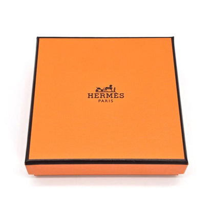 Hermes Buffalo Horn Metal Earrings Binaural Dark Brown Color Gold-tone Metal Box