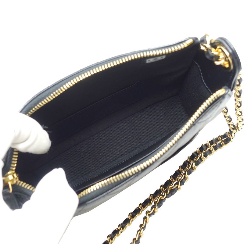 Chanel Chain Clutch 2WAY Bag Hand Shoulder - Leather Coco Mark Black