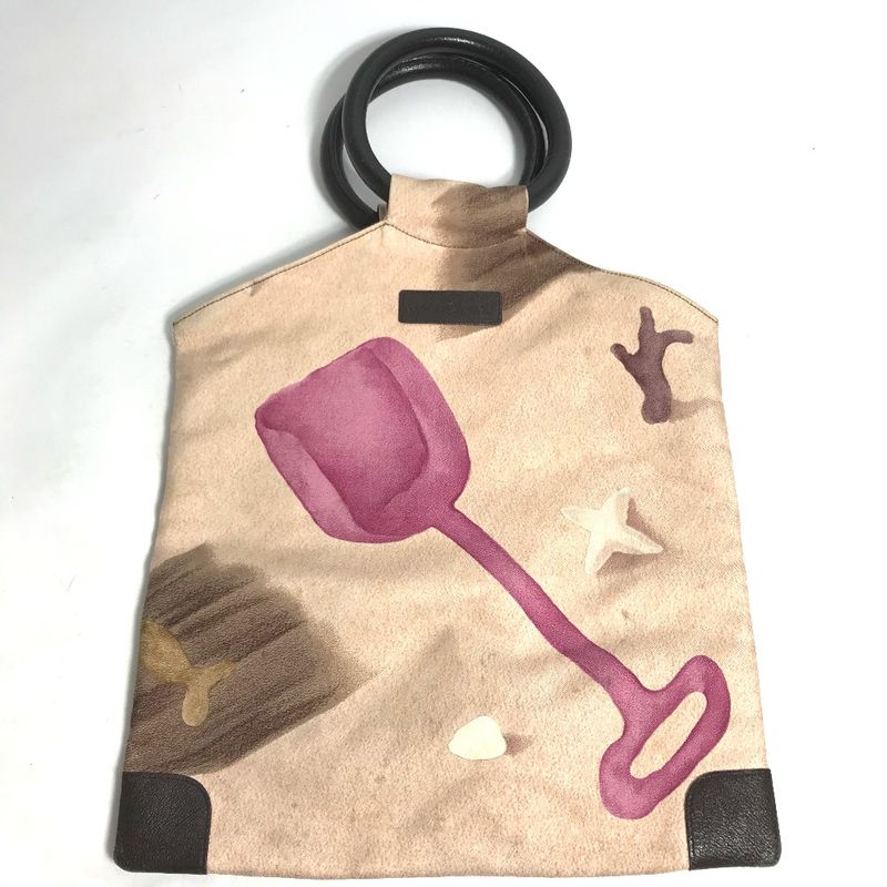 Bvlgari Bulgari Handbag Round Handle Canvas/leather Pink