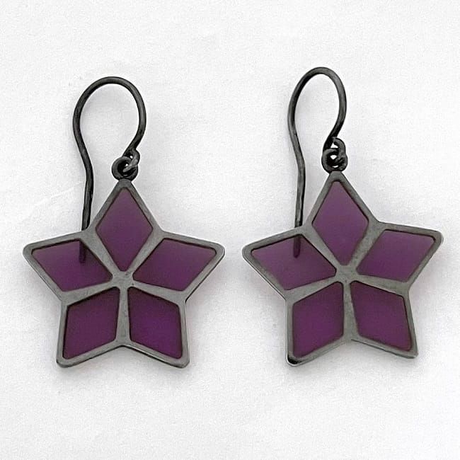 Bottega Veneta Star Earrings Purple Black Ec20023 Excellent Condition