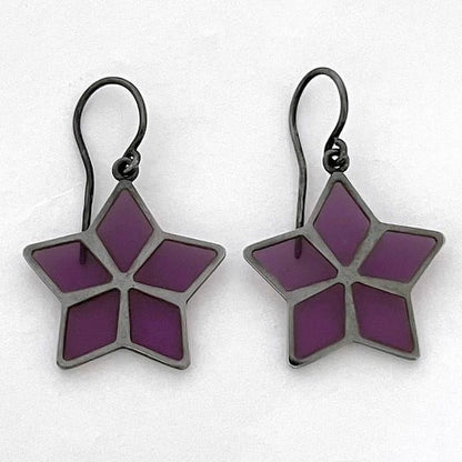 Bottega Veneta Star Earrings Purple Black Ec20023 Excellent Condition