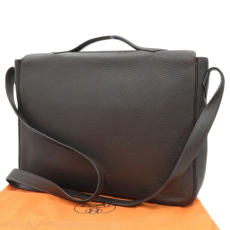 Hermes Victoria Messenger Crossbody 2way Shoulder Bag Men's Dark Brown