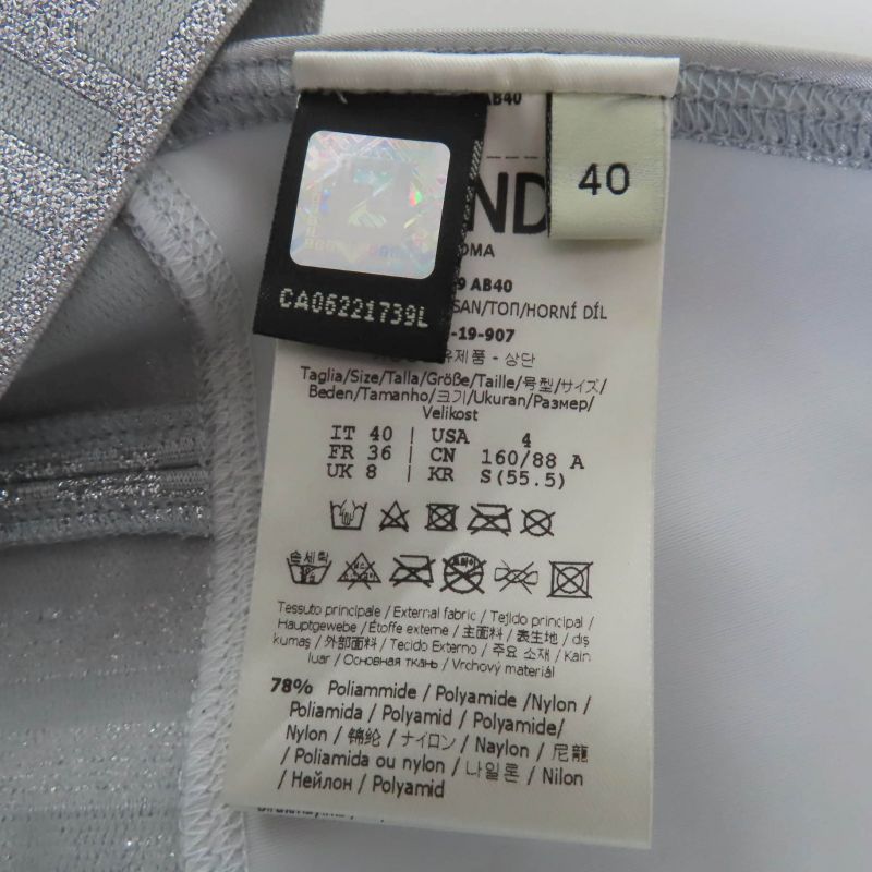 Fendi Faf119 Zucca Pattern FF Logo Tank Top Silver 40 Genuine