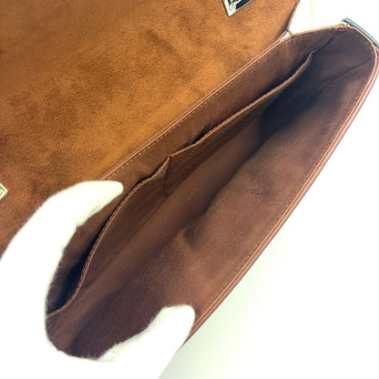 Fendi Baguette Chain Shoulder Leather Orange Brown And Black Shoulder Bag Silver