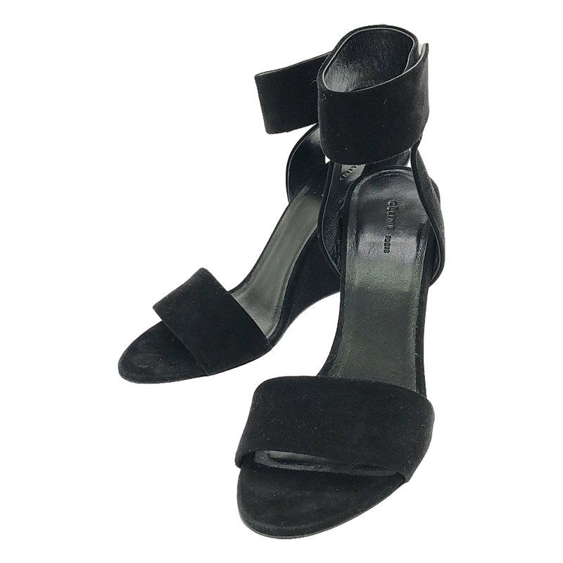 Celine - Phoebe Period Suede Leather Strap Sandals - 36 1 2 - Black - Women's