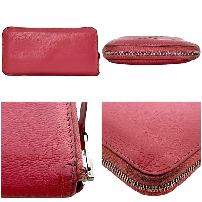 Hermes Round Zipper Long Wallet Azap Pink Rose Lipstick