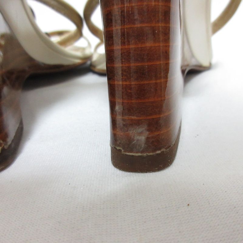 Louis Vuitton Leather Monogram Flower Strap Wedge Sole Sandals Small Size 34