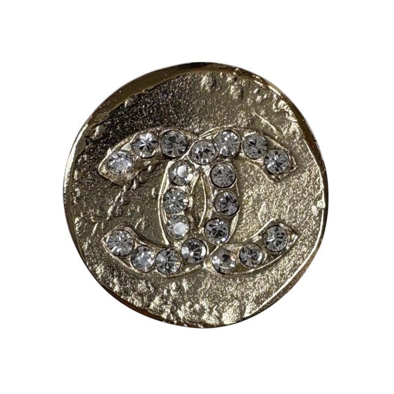 Chanel Coco Mark Rhinestone Earrings Gold Hardware Round Shape Circle