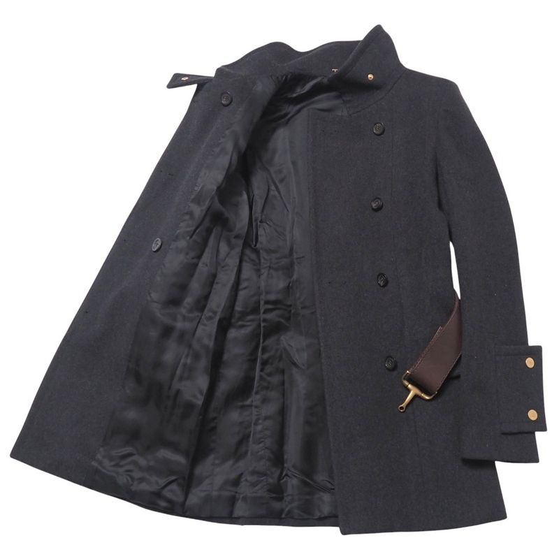 Gucci Coat Size 38 Cashmere Blend Belted Stand Collar Stainless Steel Middle
