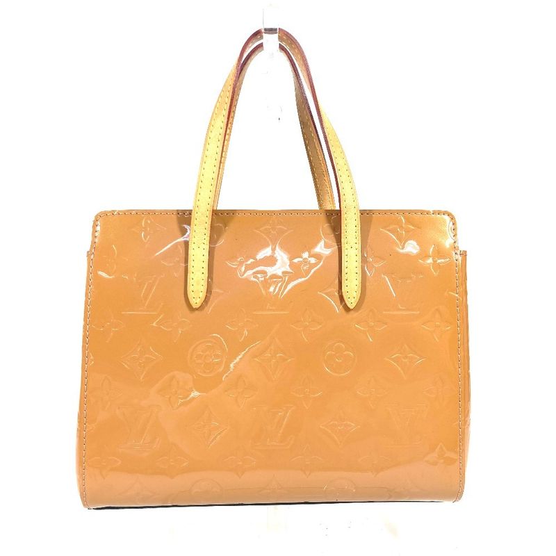 Louis Vuitton Tote Bag Katharina BB M90015 Monogram Vernis Rose Vert Beige