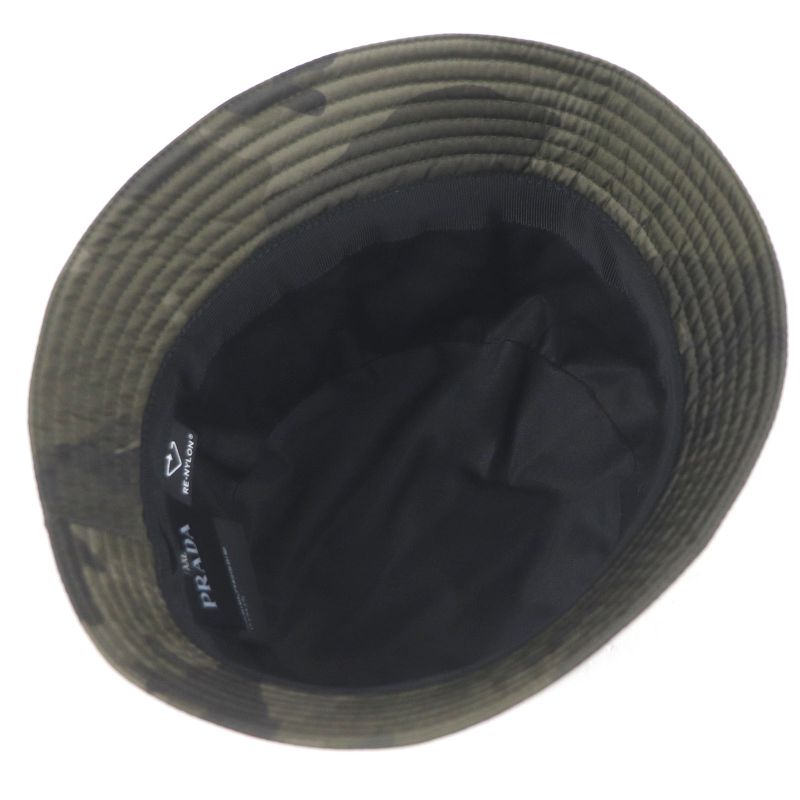 Prada 2023 2hc350 Re-nylon Camouflage Triangle Logo Bucket Hat Khaki XXL Made