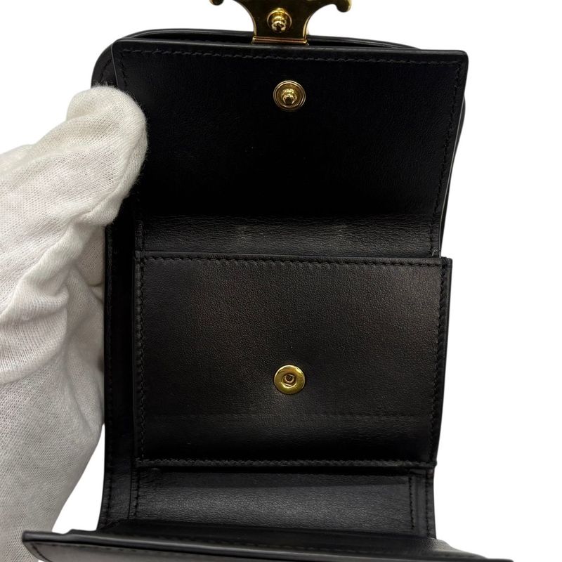 2992 Celine Small Flap Wallet Triomphe Shiny Calfskin 10d783dpv.38no Trifold