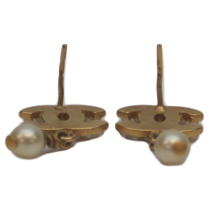 Chanel 03A GP Pearl Coco Mark Mini Pearl Swing Earrings Accessories Gold Ladies