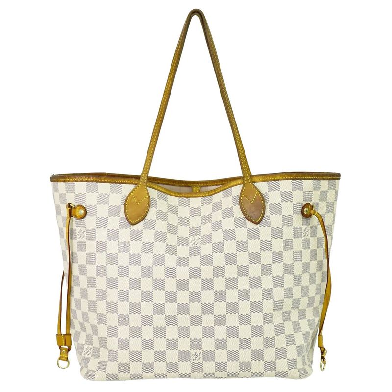Authentic Louis Vuitton LV New Shape Neverfull MM Damier Azure Tote Bag White