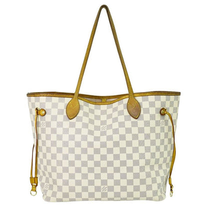 Authentic Louis Vuitton LV New Shape Neverfull MM Damier Azure Tote Bag White