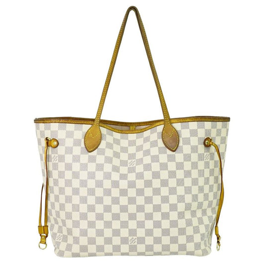 Authentic Louis Vuitton LV New Shape Neverfull MM Damier Azure Tote Bag White