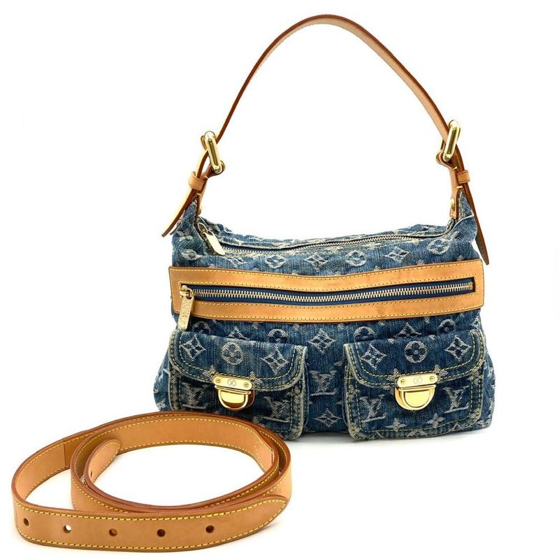 Louis Vuitton Baggy PM Shoulder Bag Monogram Denim M95049 Blue Fl0016