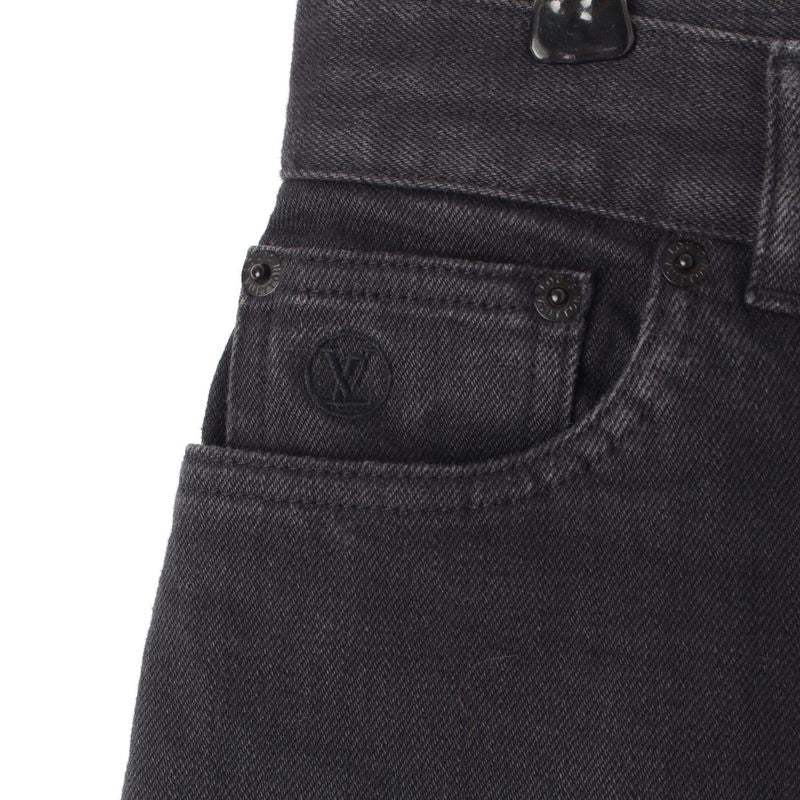 Louis Vuitton Monogram Eclipse Patch Tapered Denim Pants Bottoms Black 27