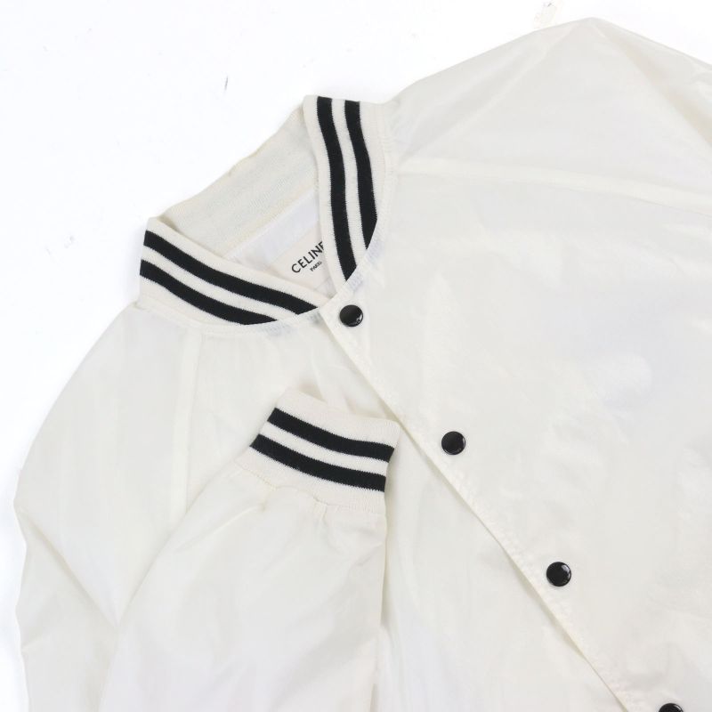 Celine 2w365495m Back Logo Bicolor Nylon Jacket Teddy Blouson White Black 44