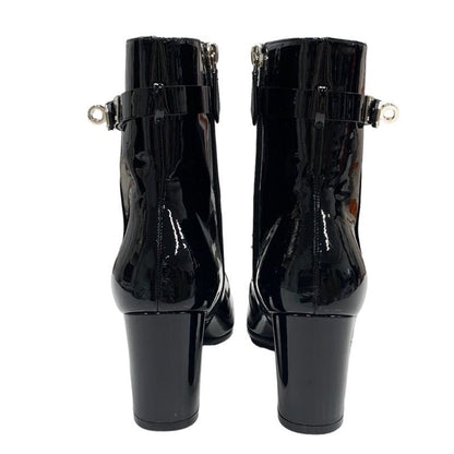 Hermes Saint Germain Boots Short Boots Shoes Patent Black Silver Kelly Hardware