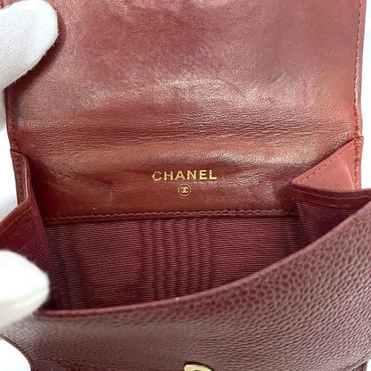 Chanel Bifold Wallet Ec22876 Red Coco Mark A13496