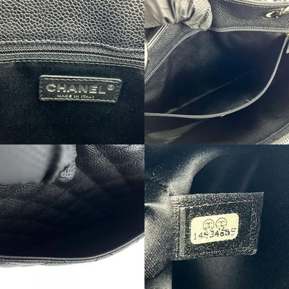 Chanel Tote Bag GST Matelasse Caviar Skin Black Silver Hardware Chain 14 Coco
