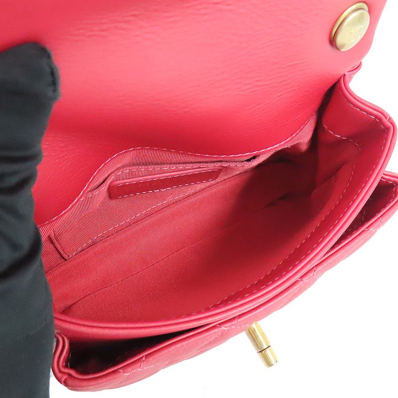 Chanel Top Handle Mini Flap Bag Pink As1226 Matelasse Lambskin Women's
