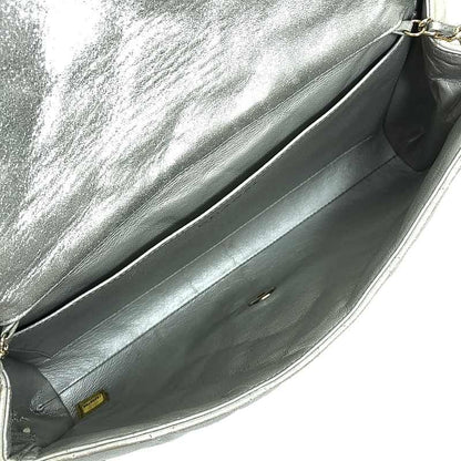 Chanel - Matelasse Metallic Leather Flap Chain Shoulder Bag - Silver - Women
