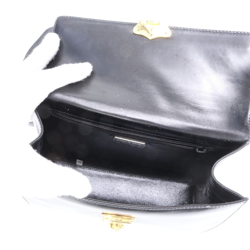 Prada Leather 2WAY Shoulder Bag Crossbody Hand Tote Genuine Leather Black Gold