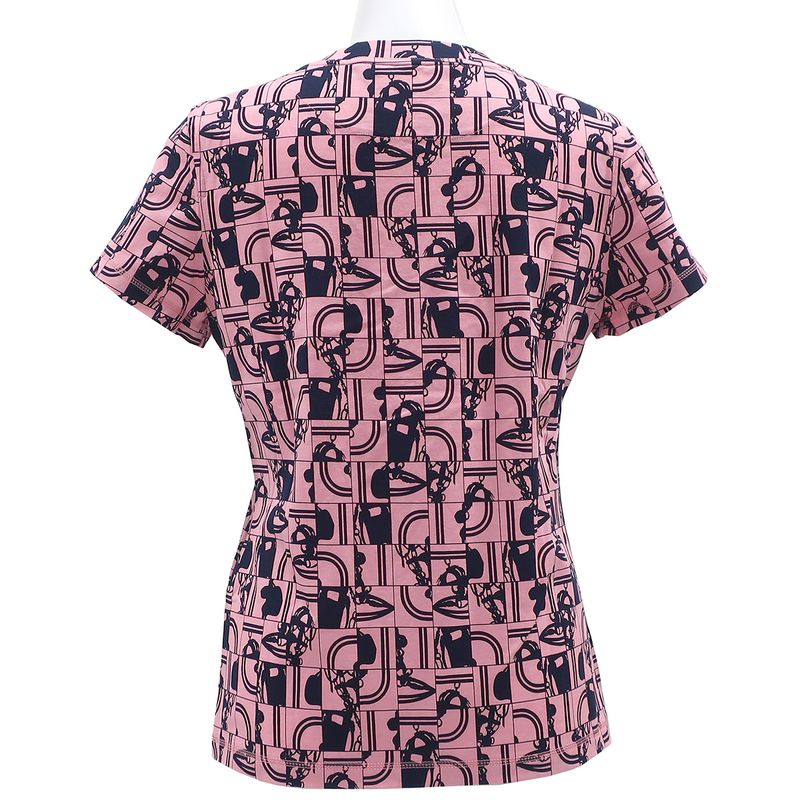 Hermes Short Sleeve T-Shirt Total Cotton Pink and Navy 34 Navy Blue [brides de