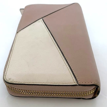 Loewe Round Zipper Long Wallet Pink Beige