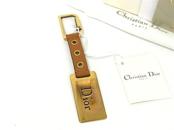 Christian Dior Christian Dior Leather Key Ring Key Holder Bag Charm Gold And