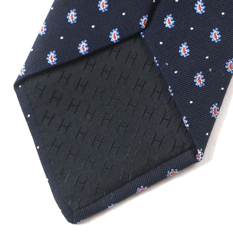  Hermes 2020 349289t 63% Silk Anthracite/ciel/orang Cravat Paisley Dot Tie