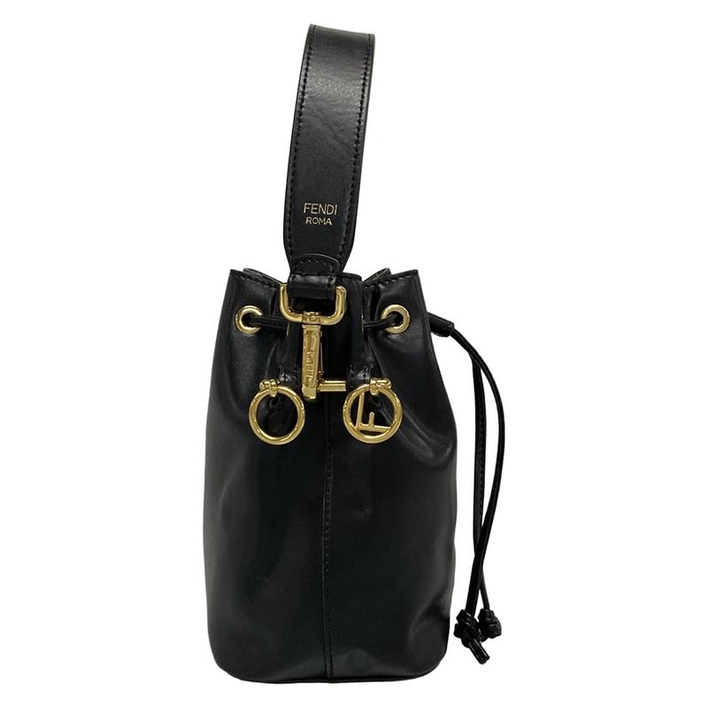 Fendi Handbag Mini Montresor 8bs010 Black Drawstring Shape / Mini Bag Leather